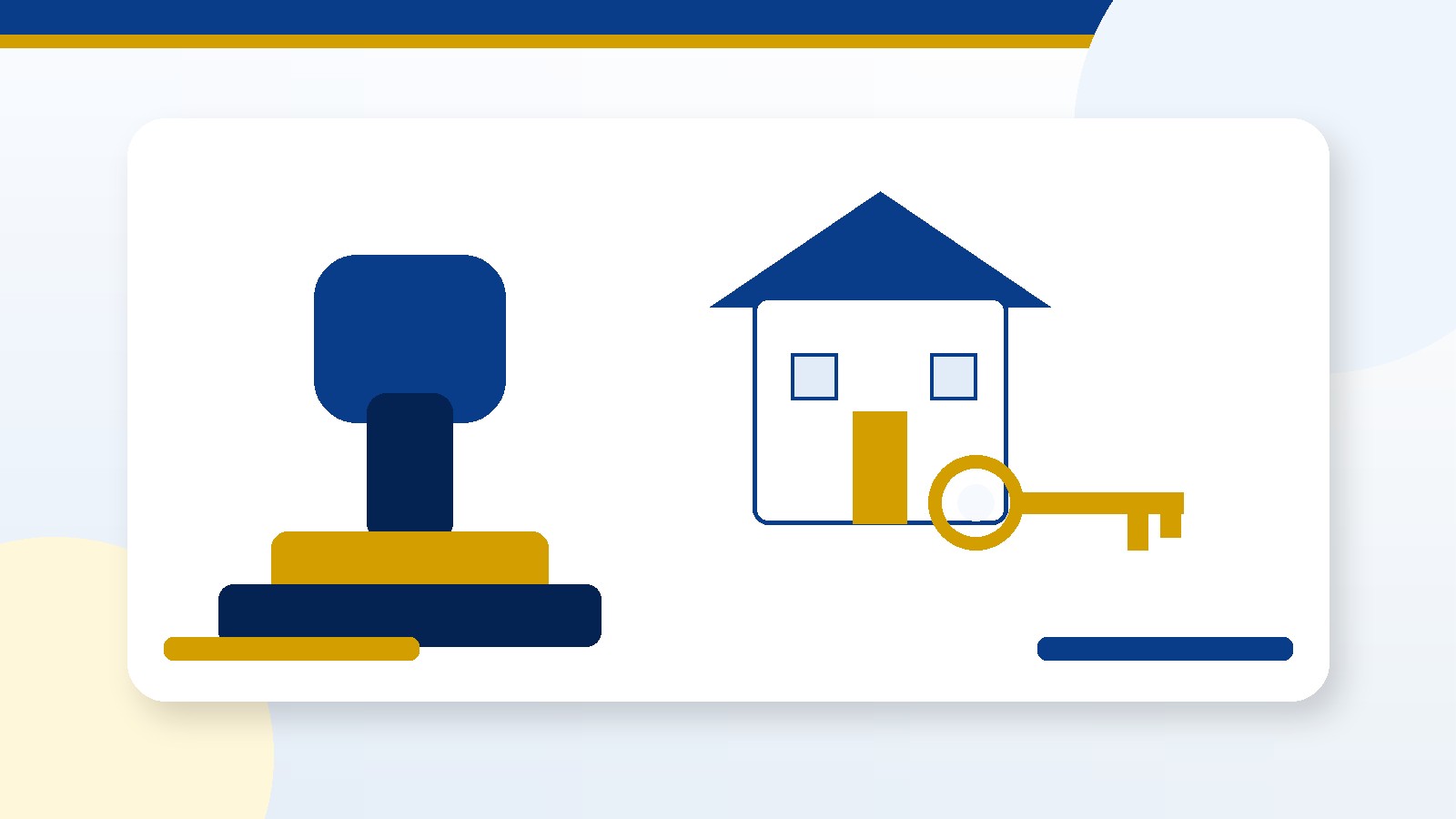 Notary stamp, house, and key representing notary services and real estate deed preparation