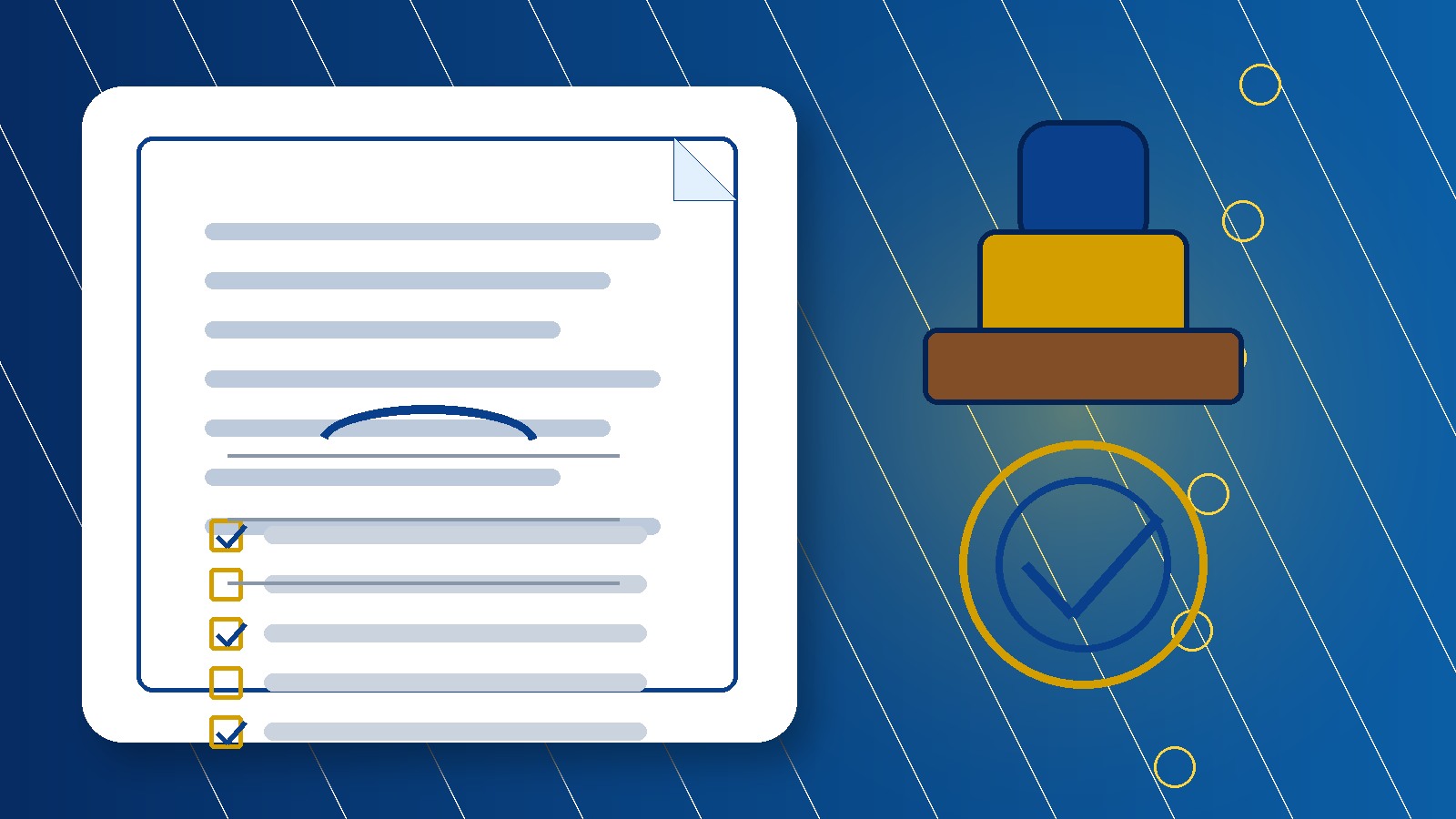 Notary stamp and final document quality-review checklist