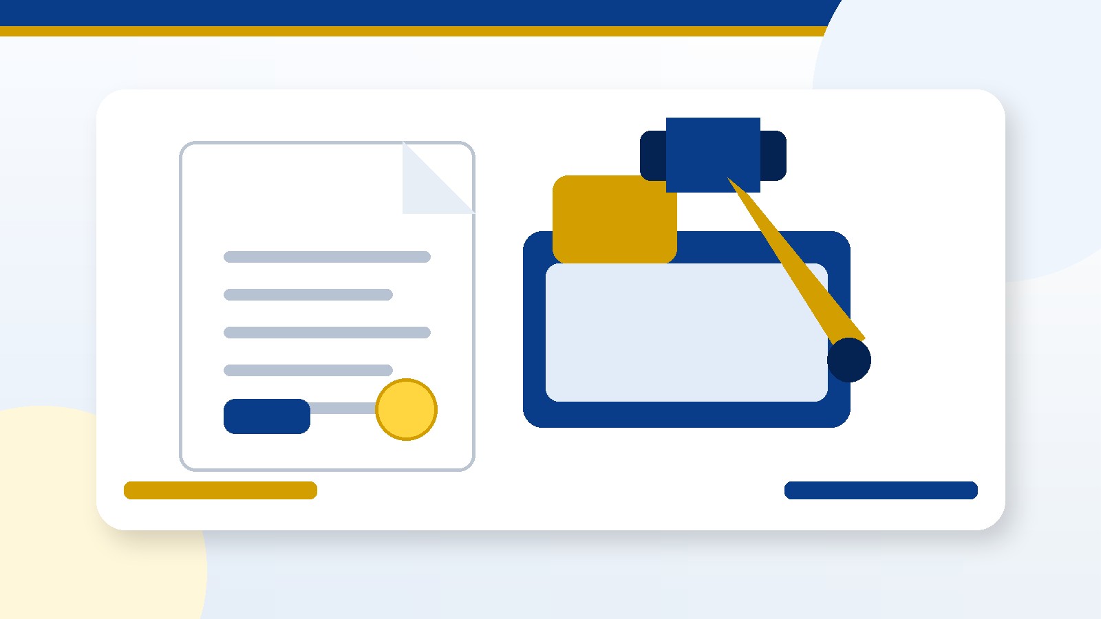 Organized legal document preparation with a filing folder and gavel