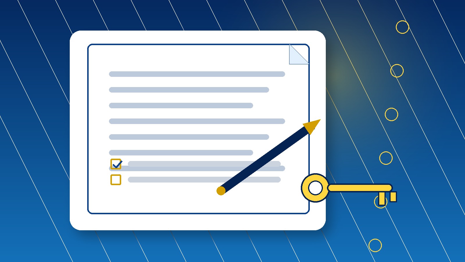 Lease paperwork and a gold key prepared for an unlawful detainer file