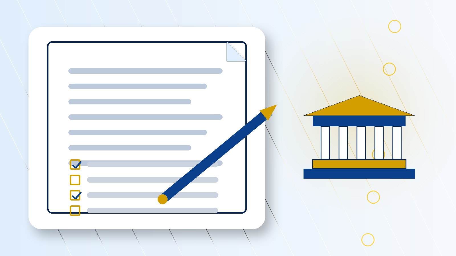 Unlawful detainer forms being reviewed with a courthouse symbol
