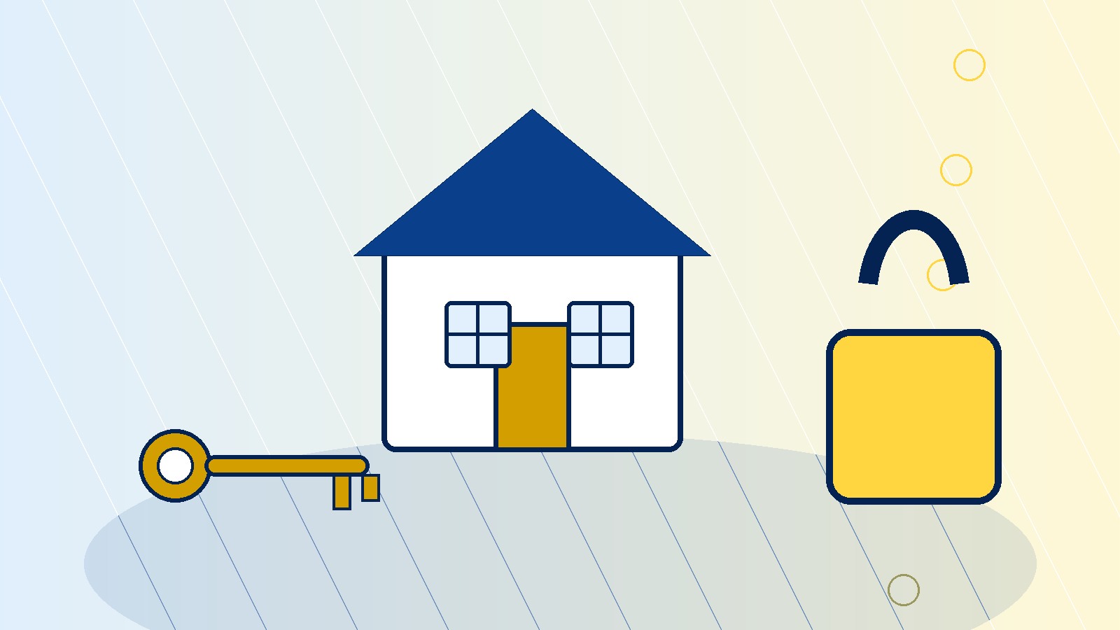 Rental house, lock, and keys representing lawful recovery of possession