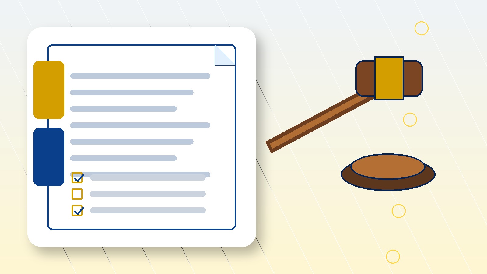 Gavel beside an organized unlawful detainer filing packet